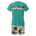 thumbnail image 4 of VBTAPA Mens Casual 2 Piece Outfits Tropical Printed Crew Neck Short Sleeve T Shirts and Shorts Tracksuit Set Summer Jogging Workout Sets on Clearance Green XXL, 4 of 6