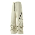 thumbnail image 6 of Dvprdro Wide Leg Sweatpants for Men Elastic Waist Drawstring Casual Athletic Sweat Pants Loose Fit Stretch Trousers Fashion Workout Joggers with Zipper Pocket, 6 of 7