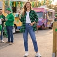 thumbnail image 6 of Textilo Women Plaid Button Down Shackets Long Sleeve Lapel Collar Top with Pockets Blouse Lightweight 2026 Fashion Fall Business Casual Outfits,Dark Green 2XL, 6 of 7