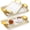 Beige With Golden Trim, variant on 3‑Piece White Rectangular Reusable Plastic Handled Serving Tray Set 16.5"/15"/13.2", Ideal for Meals Cakes Turkey Cheese Fruit Appetizers at Large Gatherings