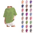 thumbnail image 1 of T-shirt Rayé pour Femmes 2026 Été Tendance Manches Courtes Col Rond Confortable Léger, 1 of 4