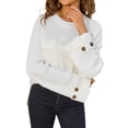 thumbnail image 3 of Womens Knit Tops 2025 Oversized Long Sleeve Crewneck Sweater Business Casual Blouses Basic Sweater White XL, 3 of 9