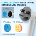 thumbnail image 2 of Electric Spin Scrubber Compatible with Scrub Daddy/Mommy, Coinicxcel 2-Speed Option IP7X Waterproof Smile Sponge Dish Wand Holder with 4 Replaceable Heads, Lightweight for Oven/Stove/Sink, 2 of 4