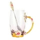 thumbnail image 4 of Taza De Café De Vidrio Hecha A Mano, Taza De Té De Flores Decorada Con Esmalte Con Cuchara, Hermoso Embalaje, Restaurante De Oficina En Casa, Regalos Para Bebidas, 4 of 7