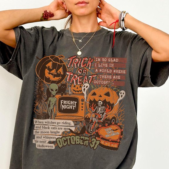 Halloween Collage T-Shirt, Retro Halloween Shirt, Spooky Season Ghost Tee, Halloween Cute Outfit