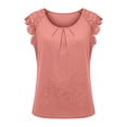 thumbnail image 6 of Womens Tshirt Lace Sleeve Hollow Short Sleeve Round Neck Loose T Shirt Summer Tops for Women Pink XXL, 6 of 7