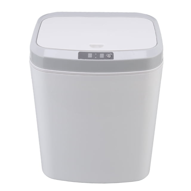 Basurero inteligente de 16 l con botón de inducción infrarroja, control manual, silencioso, automático, para el hogar, con luz nocturna, color blanco