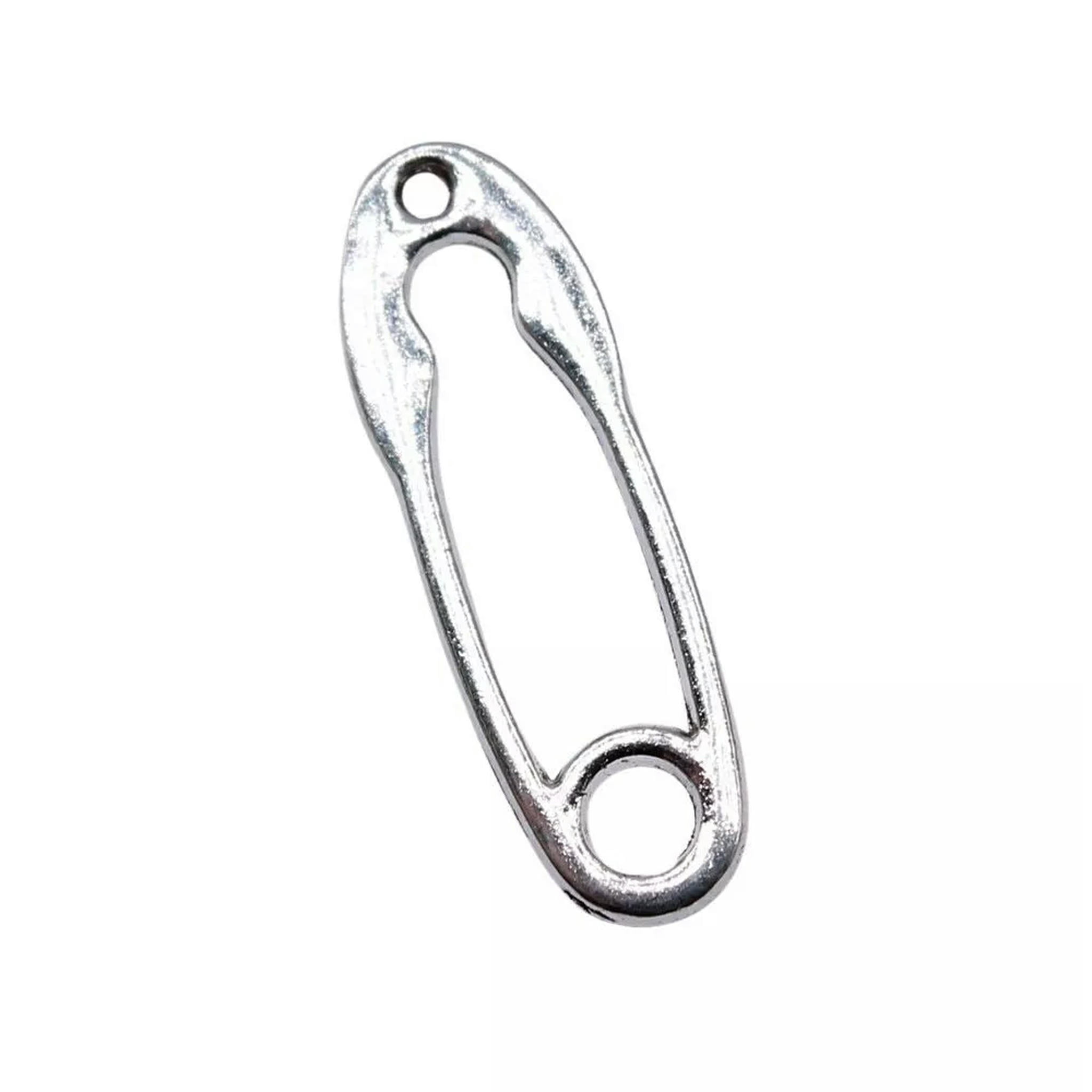 HOOUN 280 Pcs Antique Silver safety pin Charms Pendant 25x8MM B15824