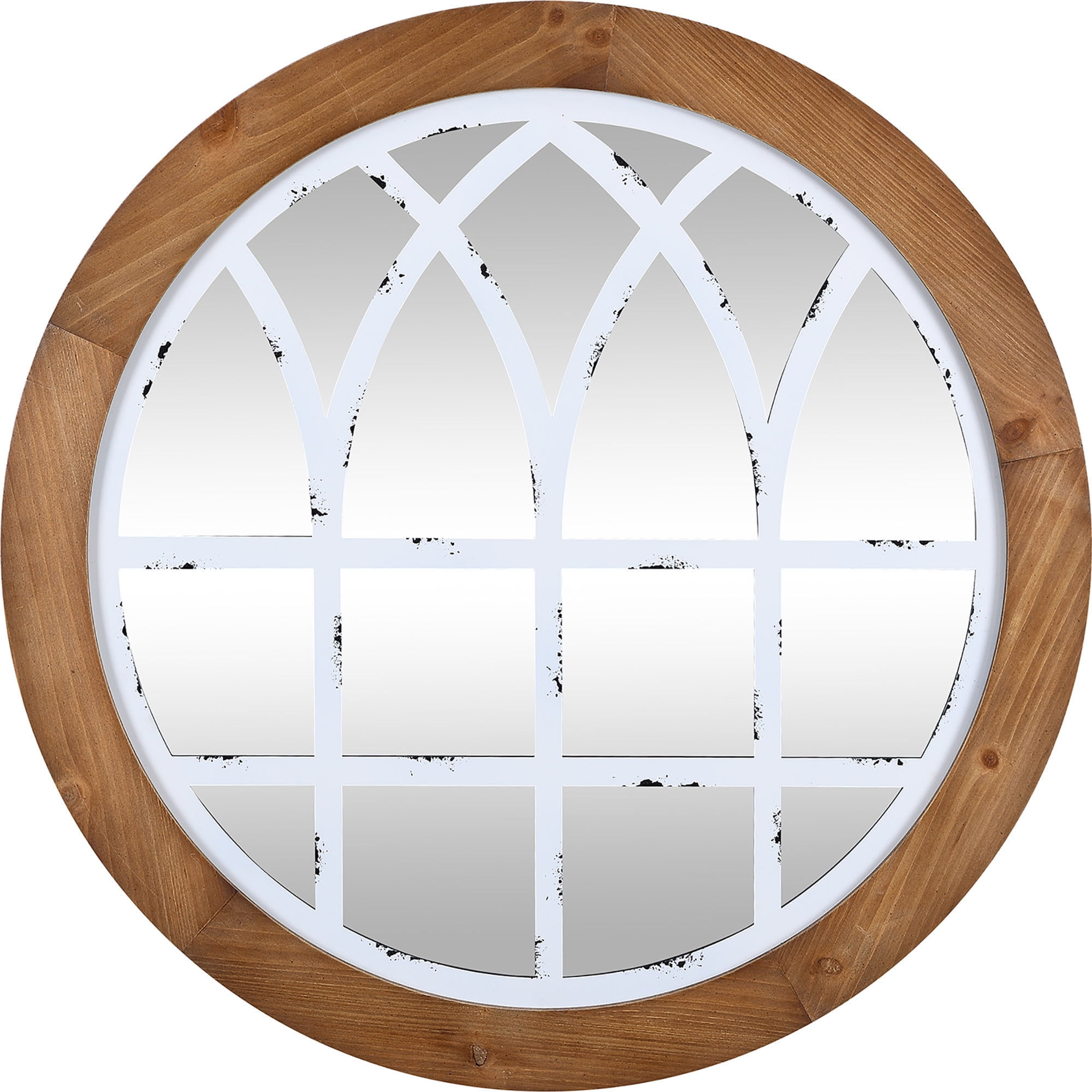 FirsTime & Co. Brown And White Covington Arch Wall Mirror, Farmhouse, Round, 30 x 1.1 x 30 in