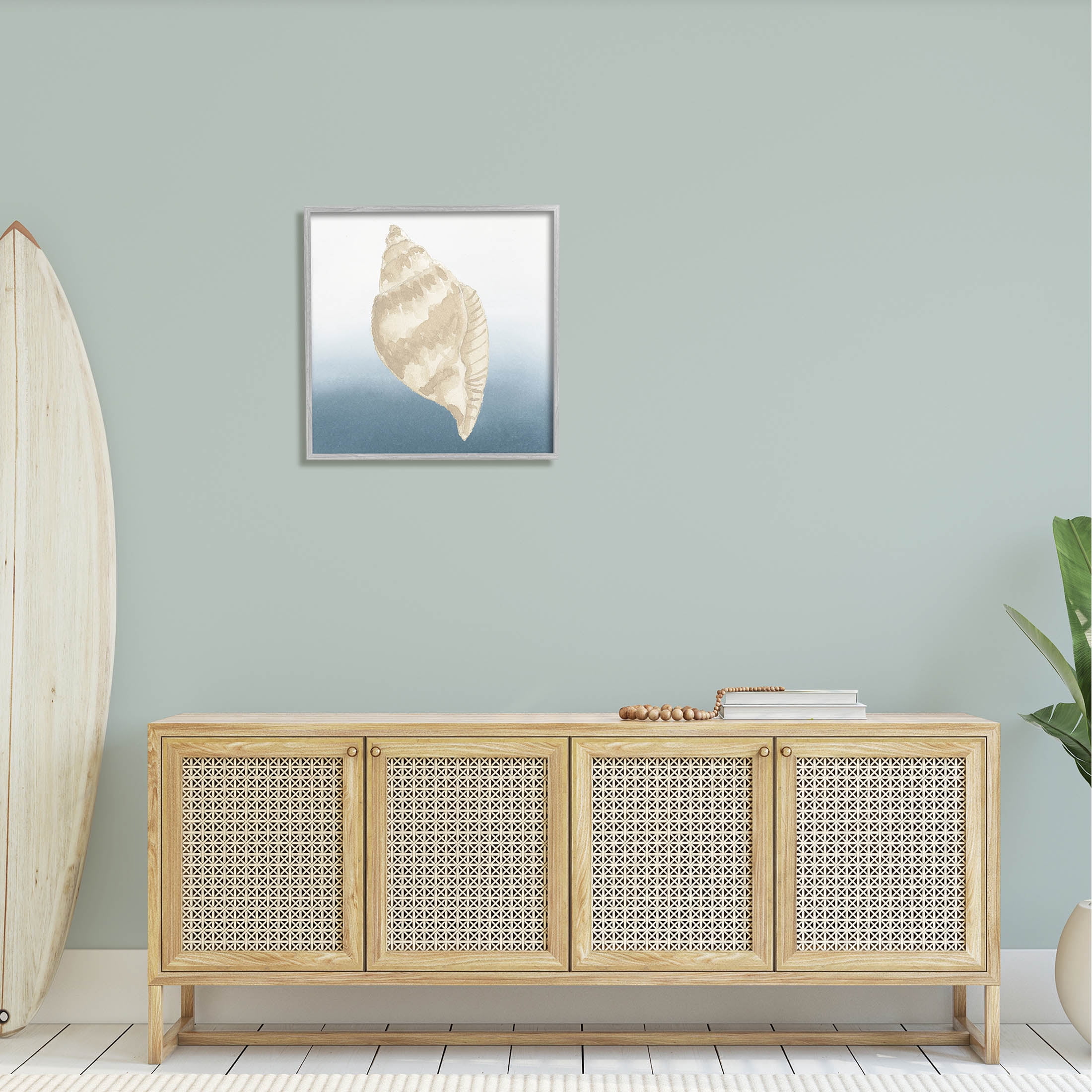 Casual Conch Nautical Life Animals & Insects Graphic Art Gray Framed Art Print Wall Art