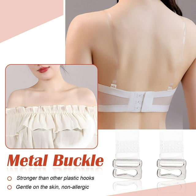 Transemion 12pcs Blended Adjustable Invisible Clear Bra Strap Clear And Invisible For Seamless Support clear 1.0cm 1Set