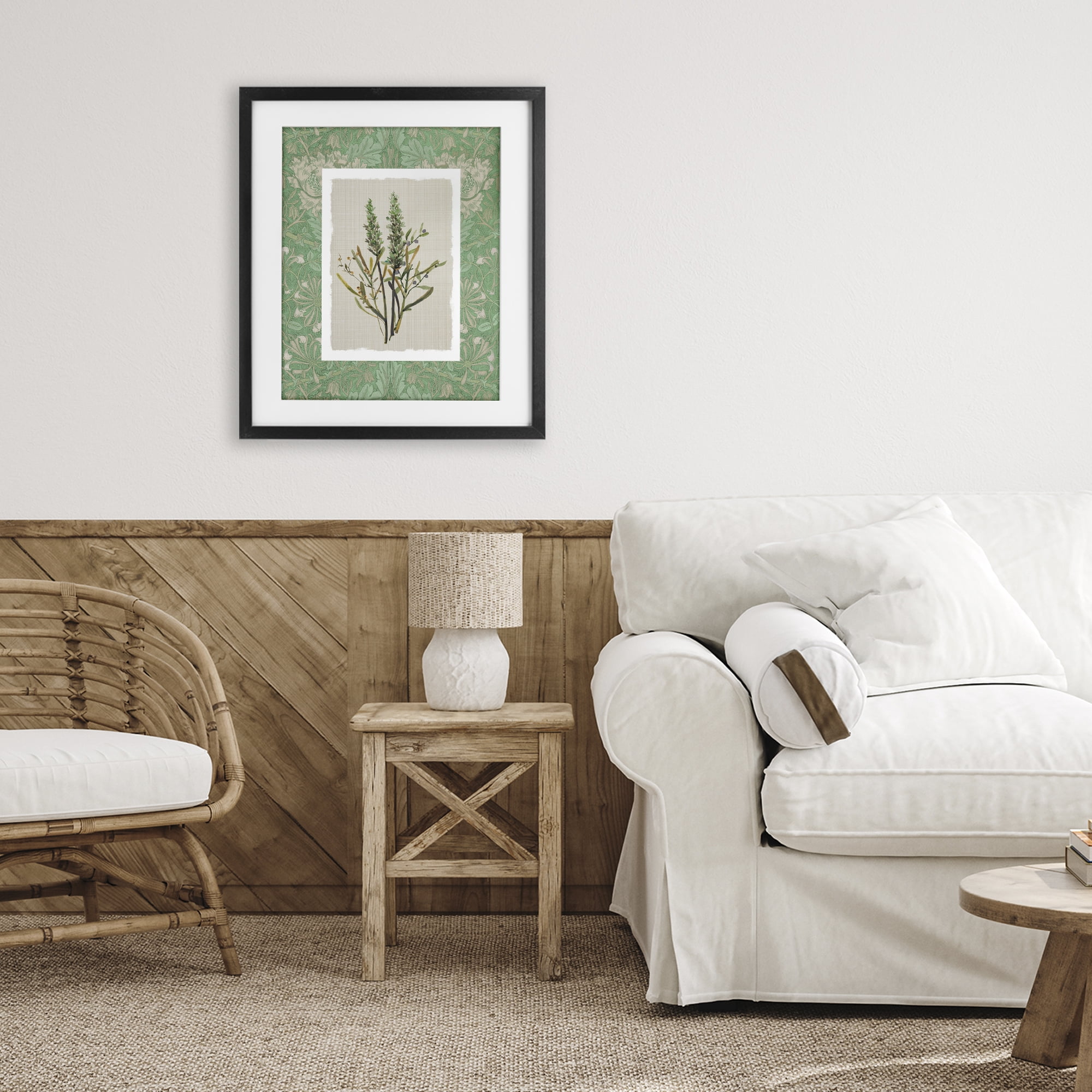 Stupell Industries Antique Foliage in Green Black Framed Print Under Glass, design by Carol Robinson