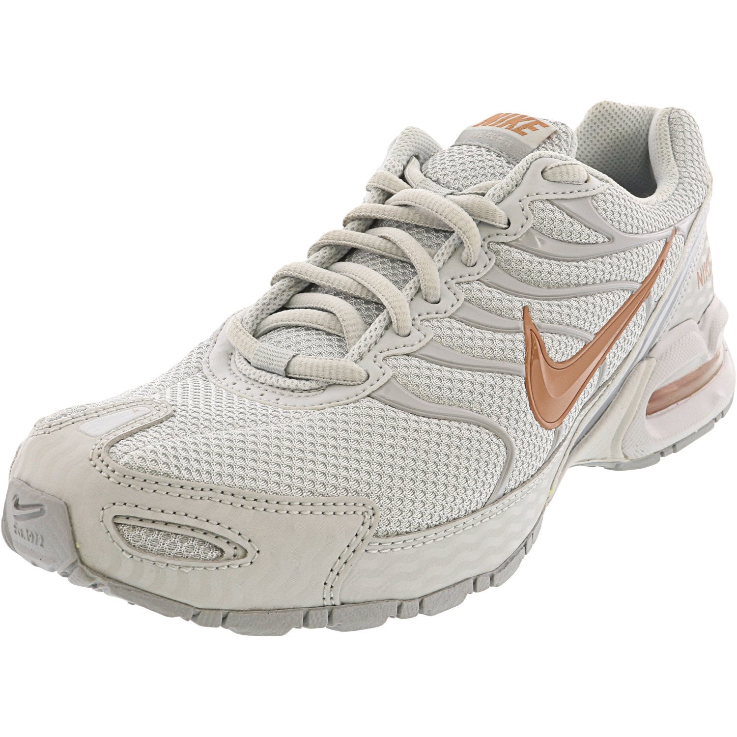 grey and rose gold nike shoes
