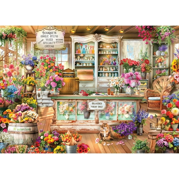RoseArt Colorluxe 1000-Piece All Seasons Flower Shop Adult Interlocking Jigsaw Puzzle