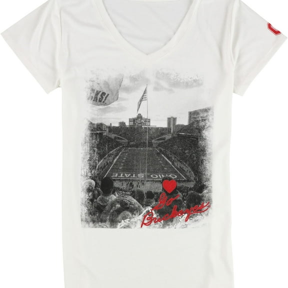 G-III Sports Womens Go Buckeyes Stadium Graphic T-Shirt, White, XX-Small