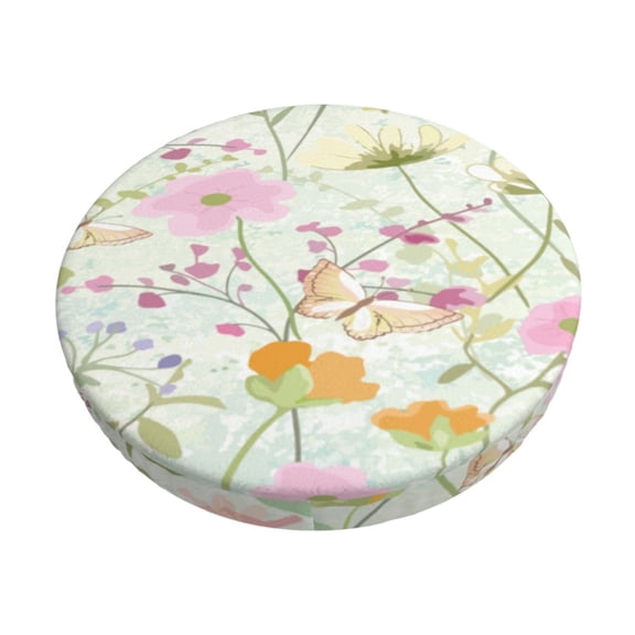 Kdxio bird and butterfly Stool Covers Round,Stretch Round Bar Stool Covers Washable Bar Stool Cushion Slipcover for 12-15 Inch Chair-12 inch