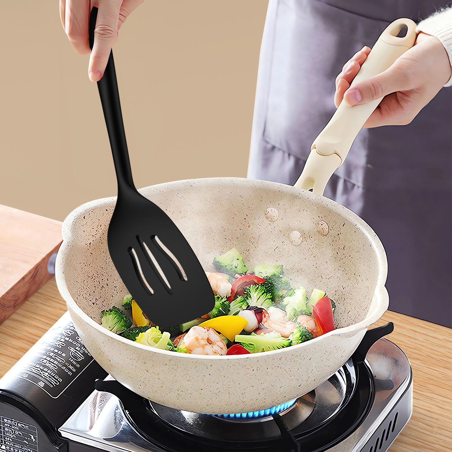 Oannao 10-Piece Silicone Kitchen Utensil Set, Black photo 8