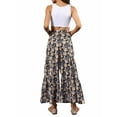 thumbnail image 6 of hirigin Women Boho High Waist Wide Leg Pants Summer Casual Palazzo Flowy Front Ties Beach Trousers Bohemian Clothes, S/ M/ L/ XL, 6 of 8