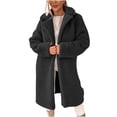 thumbnail image 5 of ITSAME Womens Fuzzy Fleece Long Coat Sherpa Lapel Collar Zip Up Winter Warm Comfy Outerwear Black Size XL, 5 of 7