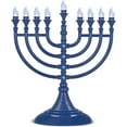 thumbnail image 3 of Aviv Judaica Traditional LED Hanukkah Menorah Powered by Battery or USB Chanukiah Electric Menorah 4' Micro USB Cable Included - Electronic Chanukah Candles Minorah Lighted Hanukah Decorations (Blue), 3 of 4