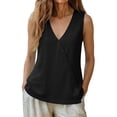 thumbnail image 4 of Qulqfy Casual Tank Tops for Women Sleeveless Cotton Linen Loose Basic Beach Diagonal Buttons Single pocket Vacation Womens Summer Tops Black XL, 4 of 8