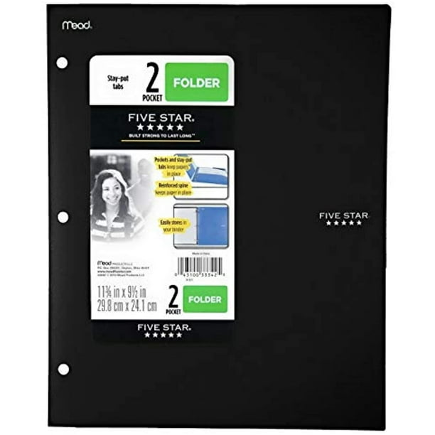 Mead Five Star 2 Pocket Folder with StayPut Tabs