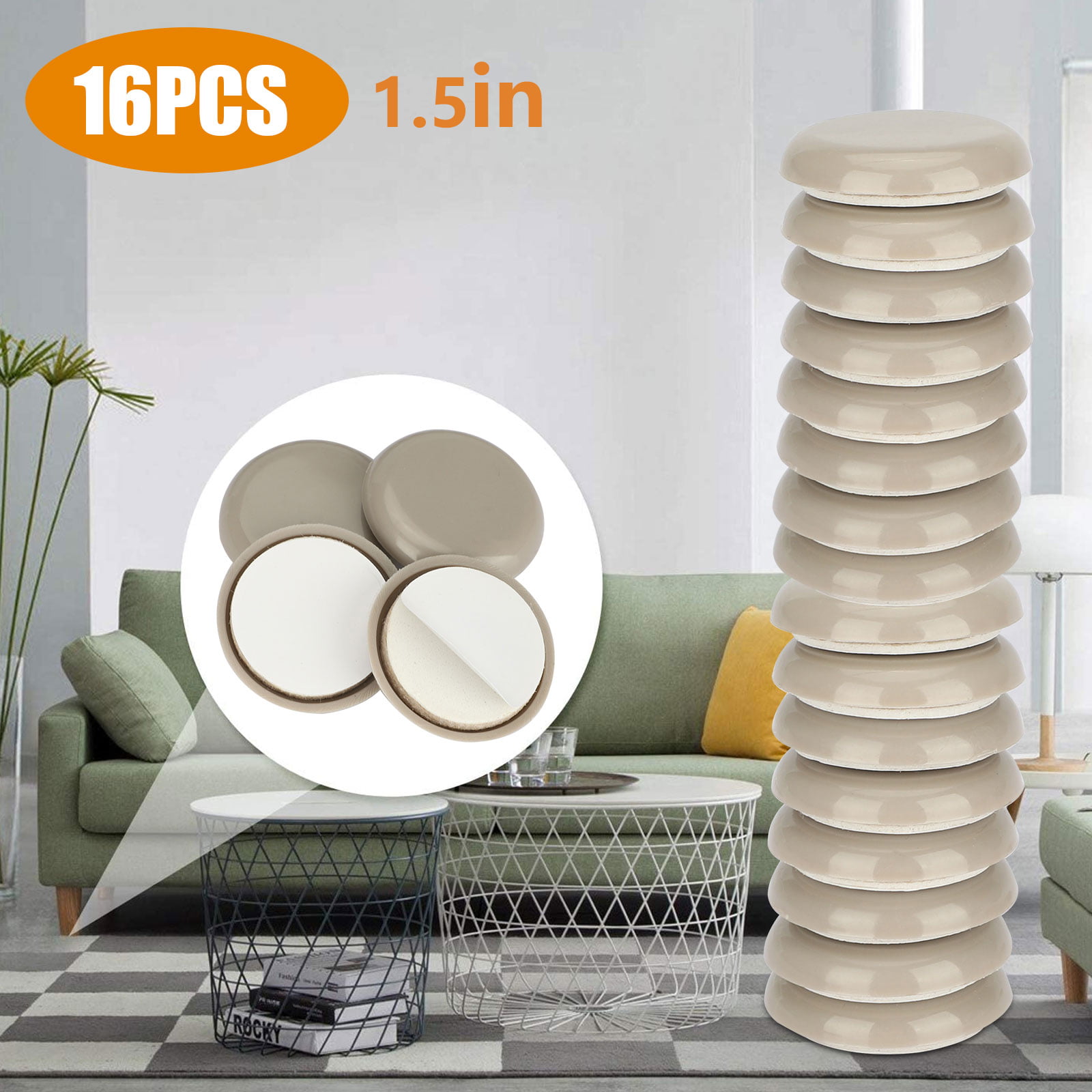 16x Reusable 3.5" Round Sliders for Carpet Move Heavy Furniture Quickly & Easily 