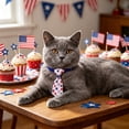 thumbnail image 5 of Yhmxh 4th of July Pet Necktie, Adjustable American Flag Collar Bows Patriotic Red White Blue Star Stripes Dog Cat Bow Tie Collar, Cute Independence Day Pet Costume Accessory for Small Medium Pets, 5 of 7