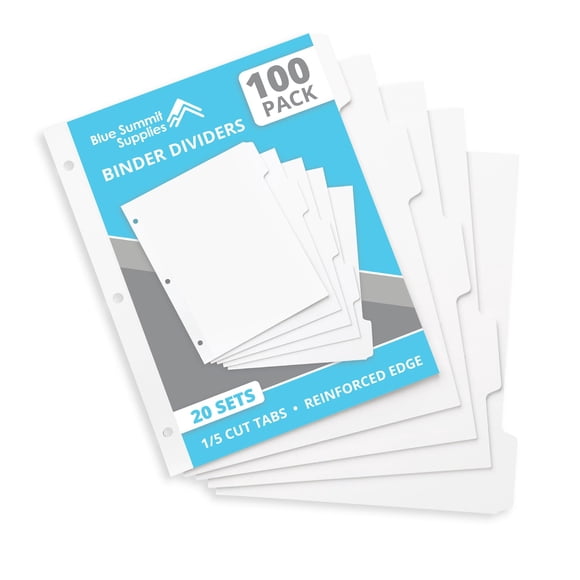 Libreta Seviders Blue Summit de 3 anillas, 5 pestañas, paquete de 100