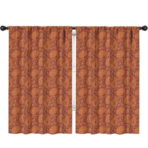Paisley and Floral Red Pattern Insulated Teens Curtains Set Of 2, Bedroom Essentials, Toddler Room Decor 52x84in(132x213cm)