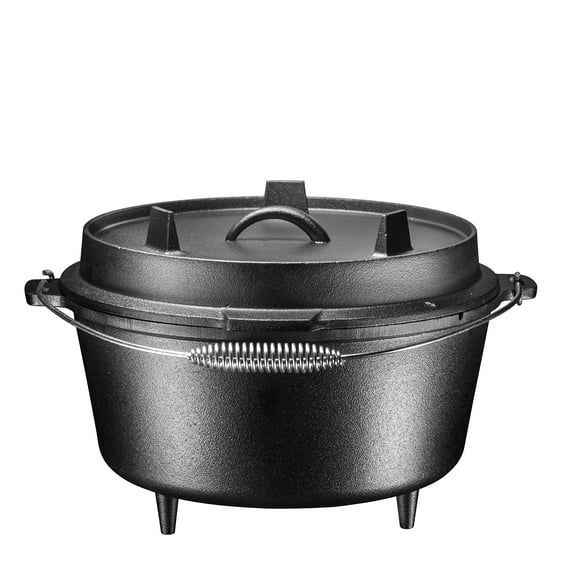 Bruntmor 8.5 qt Pre-seasoned Cast Iron Dutch Oven with Flanged Lid Handle, Black