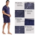 thumbnail image 5 of LANBAOSI Mens Satin Silk Pajama Set Short Sleeve Sleepwear Summer 2 Piece Loungewear (Navy Blue,L), 5 of 8