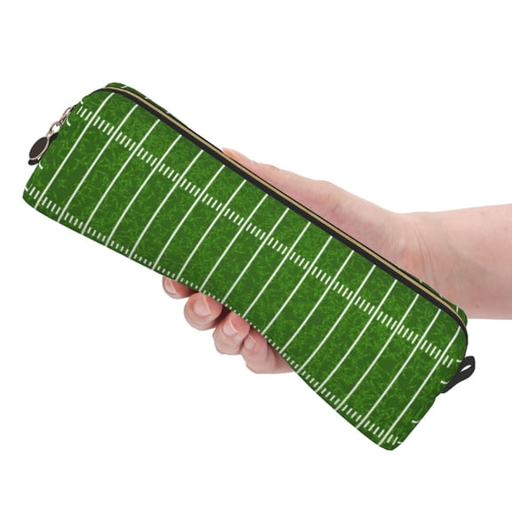 Ratiio American Football Field2 Pattern Leather Pencil Case, Pencil Pouch with Durable Zipper, Compact and Stylish Organizer for Stationery, Art Supplies, Travel Essentials