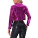 thumbnail image 3 of CHAQUETA DE LENTEJUELAS PARA MUJER INSPIRE CHIC, CHAQUETA DE FIESTA CON SOLAPA, ABIERTO, CROP, BRILLO, CARDIGÁN, TALLA XL, ROSA FUERTE, 3 of 6