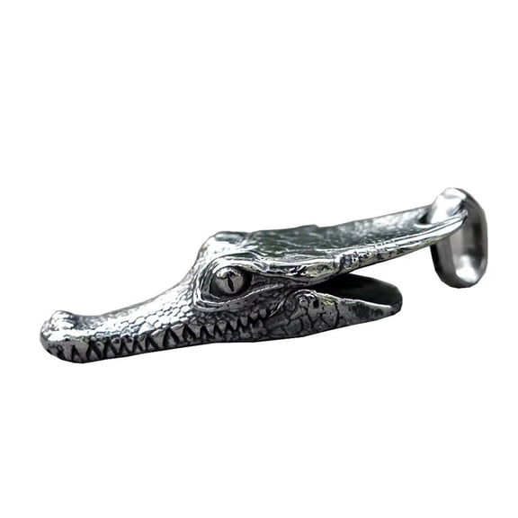 PAMTIER Men's Stainless Steel Creative Domineering Crocodile Biker Pendant Necklace Gothic Vintage Punk Alligator Head Personality Silver 23.6" Chain