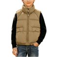 thumbnail image 2 of Samdudou Boys Puffer Vests Stand Collar Sleeveless Jackets Kids Fall Winter Warm Full Zip Outerwear Quilted Padded Coats Casual Outdoor Coat with Button Pockets Size 5-13 Years, 2 of 8