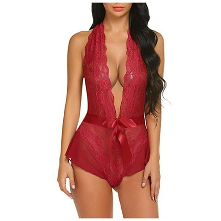 

HTNBO Valentine Lingerie for Women Roleplay Underwear Wine XL