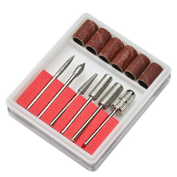 Juego de 12 brocas para uñas, bandas de lijado, kit de limas, vástago de 2,3 mm (3/32 in), cabezal de pulido, máquina de pulido y modelado, kits de herramientas rotativas