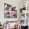 thumbnail image 4 of Pink Wall Decor Black and White Bathroom Wall Art Rose Gold Flower Canvas Prints Picture for Bedroom Kitchen Home Decoration 4Pcs/Sets Elegant Grey Floral Love Poster Painting Modern Artwork 12 x 12", 4 of 6