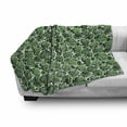 thumbnail image 3 of Tropical Soft Flannel Fleece Throw Blanket, Green Tones Exotic Monstera Leaves Pattern with Splashed Paint Effect Print, Cozy Plush for Indoor and Outdoor Use, 50" x 60", Multicolor, by Ambesonne, 3 of 6