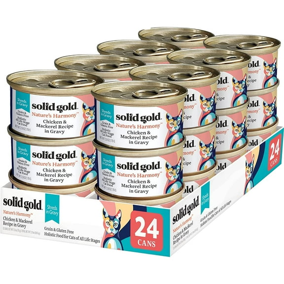 Solid Gold Nature's Harmony Chicken & Mackerel Wet Cat Food, 24pk of 3oz cans