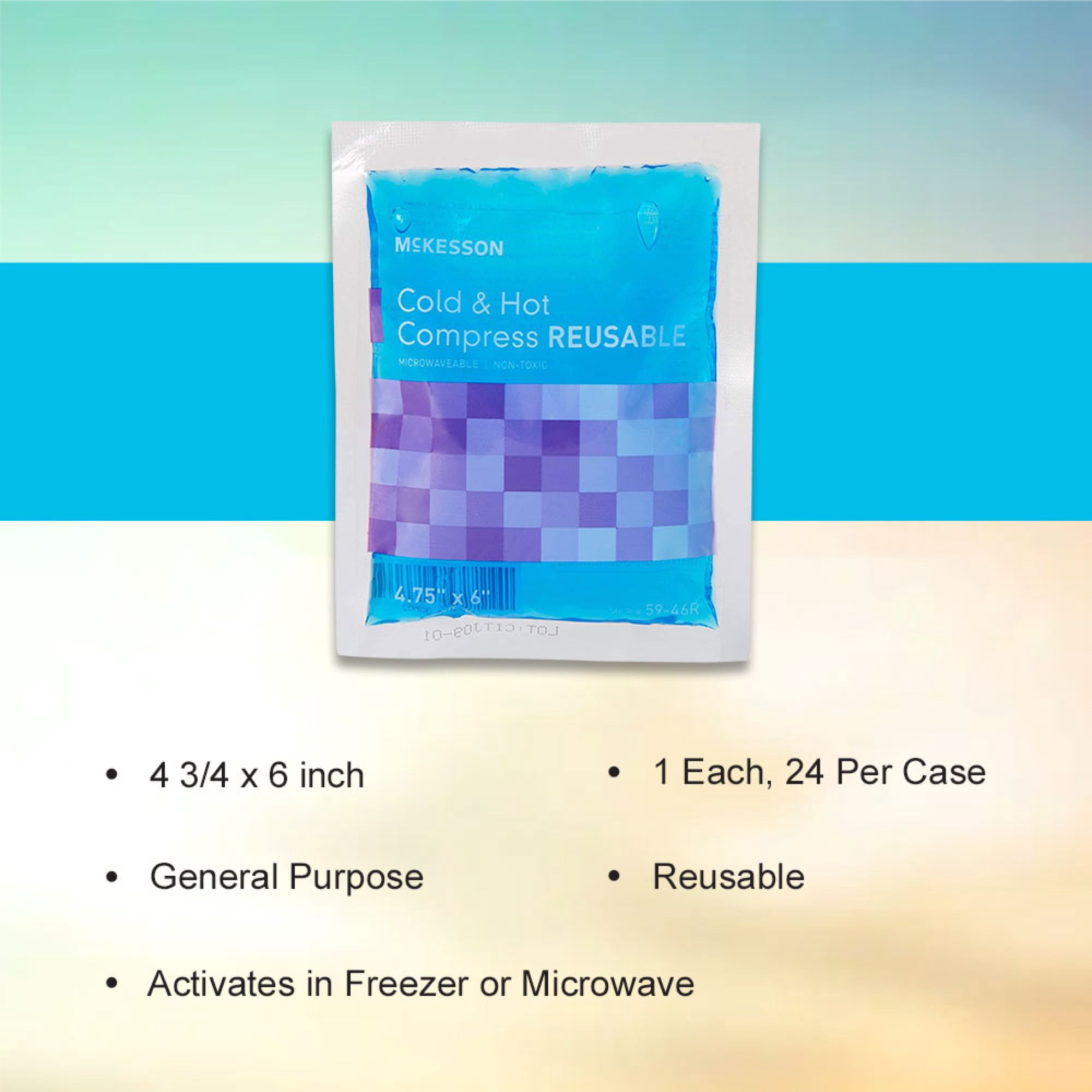 McKesson Hot and Cold Pack, Reusable Gel Compress for Injury, 4 3/4 in x 6 in, 1 Count, 24 Packs, 24 Total