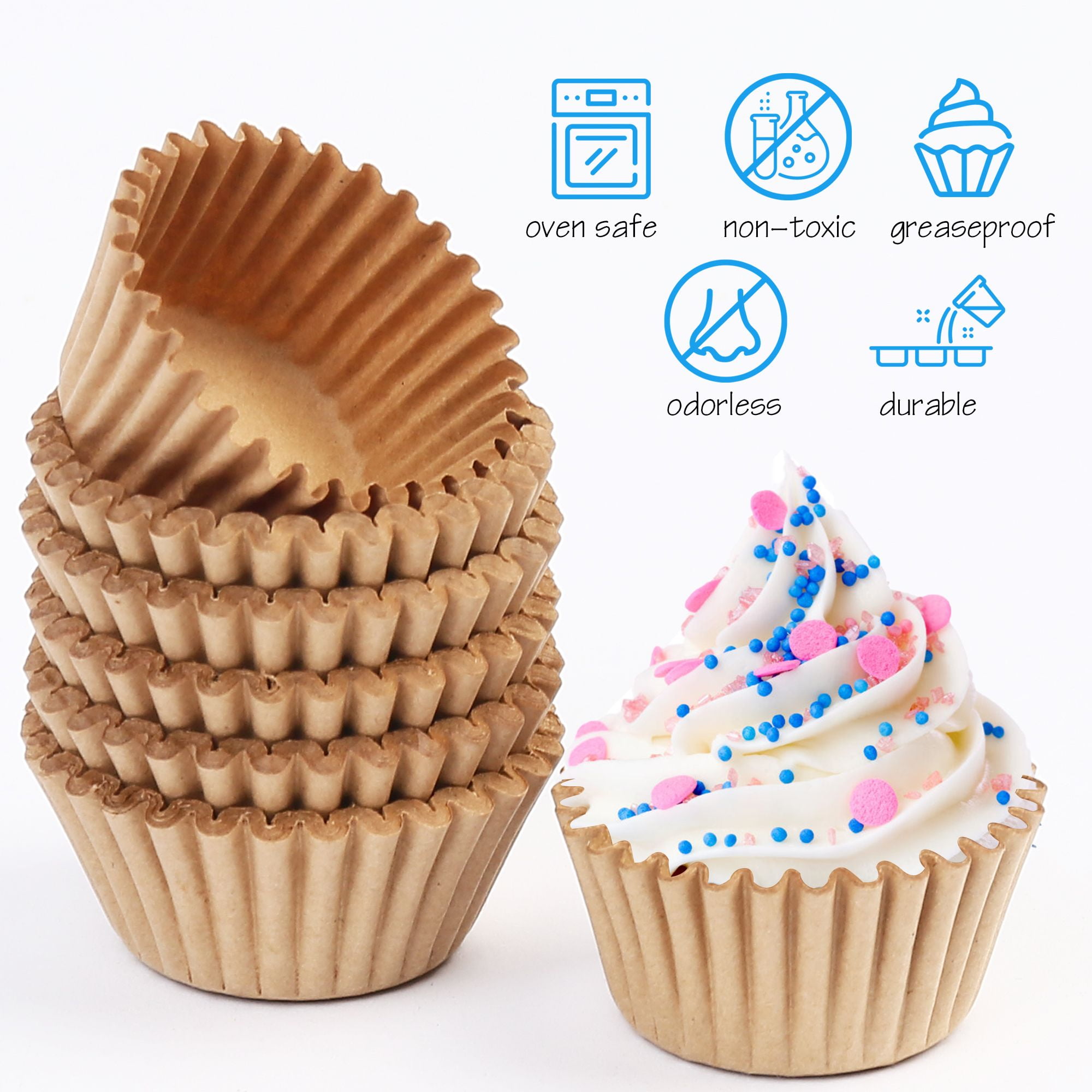 Lotfancy 500pcs Small Cupcake Wrappers, Mini Cupcake Liners, Brown, Women's, Size: 1.25 x 0.84