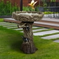 thumbnail image 7 of 23” Tall Fibre Reinforced Concrete Birdbaths with Birds for Patio, Woodland Tree Trunk Decorative Outdoor Bird Bath for Garden，Pedestal Birdbaths for Outdoors, Garden, Patio, Lawn, Backyard, 7 of 7