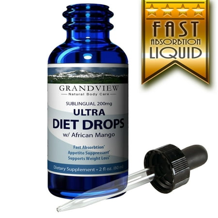 Ultra Diet Drops w/ African Mango - 2 fl. oz. - Suppresses Appetite Weight Loss Increases Leptin Levels Supports Heart Health Ultra Diet Drops w/ African Mango