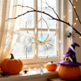 thumbnail image 6 of Beaded Spider Suncatcher Ornament, 13.39X3.93 inch Crystal Teardrop Wind Chime, Gothic Window Hanging Accent, Whimsical Wall Art Decor, Spooky Season Porch Pendant, Boho Indoor Light Catcher, 6 of 7