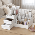 thumbnail image 5 of Large Makeup Capacity Cosmetic Storage Box Skin Care Organizer Jewelry, Makeup, Brushes, Lipsticks, Nail Polish Container, Desktop Dresser Sundries Storage Box (White), 5 of 6