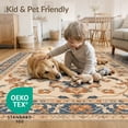 thumbnail image 2 of ODIKA 9'x12' Ivory Blue Elegance with Persian Floral Washable Area Rug Intricate Garden Design, Timeless Border Detailing Low Pile, Flatwoven, for Great Room, Indoor Concept, Large Living, 2 of 5