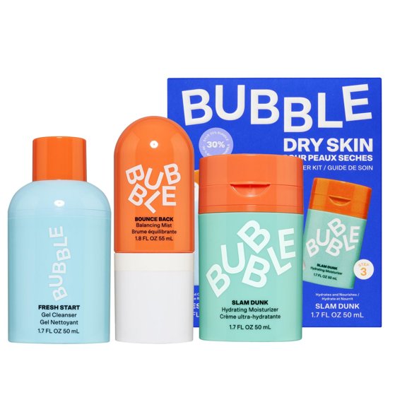 Bubble Skincare 3-Step Hydrating Routine Bundle, for Normal to Dry Skin, Unisex