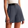 thumbnail image 2 of WULMLEO Womens Shorts Dressy High Waisted Wide Leg Bottoms Pleated Business Casual Work Trouser Shorts Without Belts Dark Gray XL, 2 of 8